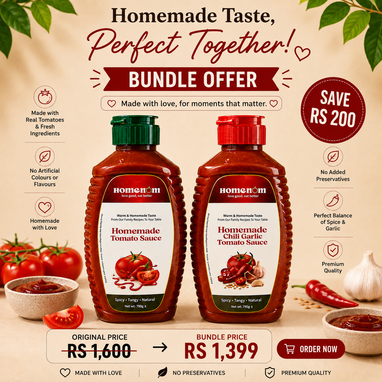 Homemade Offer - Tomato and Chili Garlic Ketchups - 1.6kg