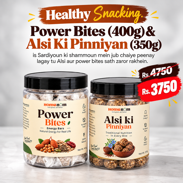 Healthy Snacking. Power Bites (400g) & Alsi Ki Pinniyan(350g)