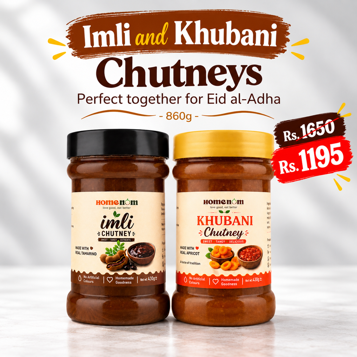Imli and Khubani Chutneys, Perfect together for Eid al-Adha - 860g