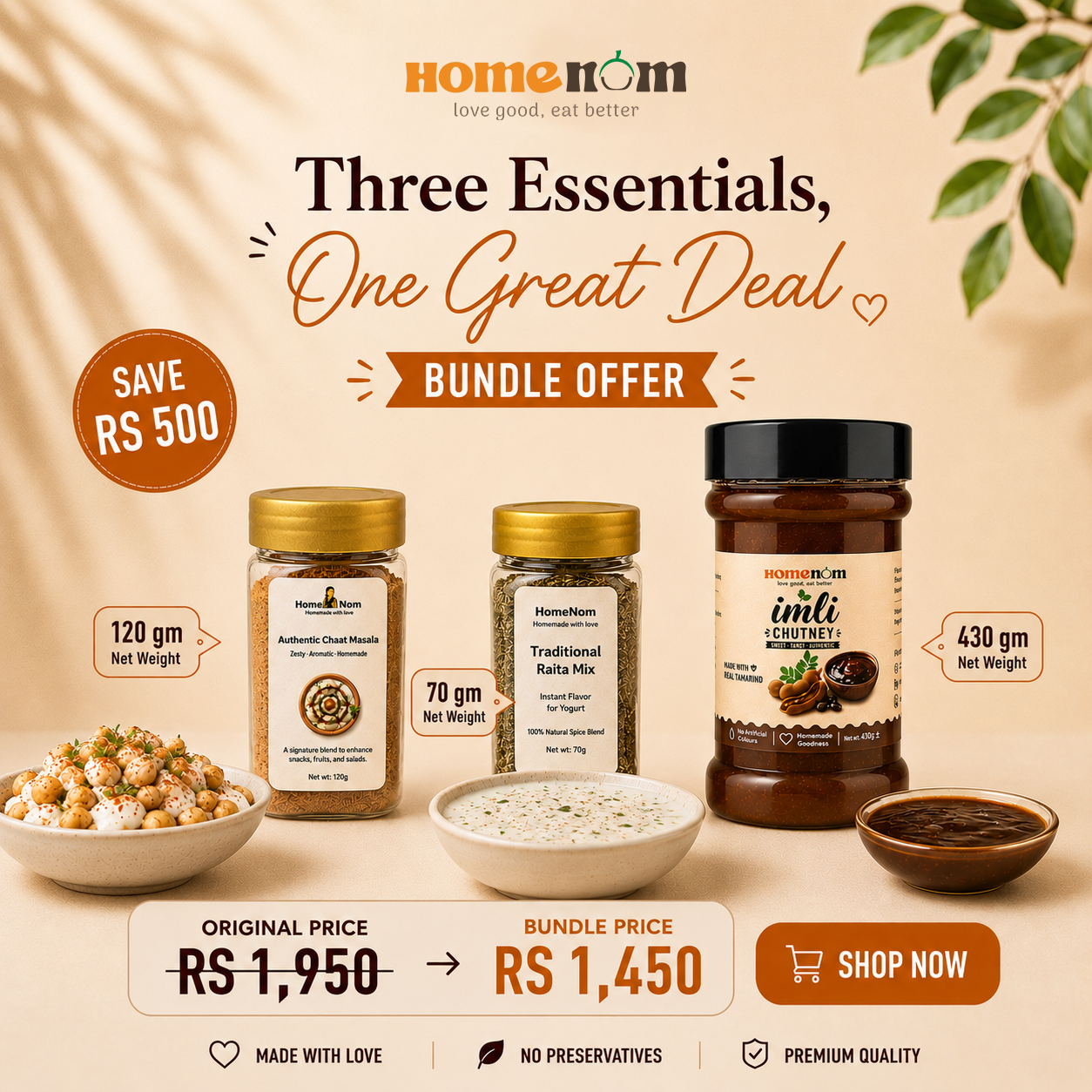 Imli Chutney, Chaat Masala and Instant Raita Mix = Everyday Flavours, Perfect Together