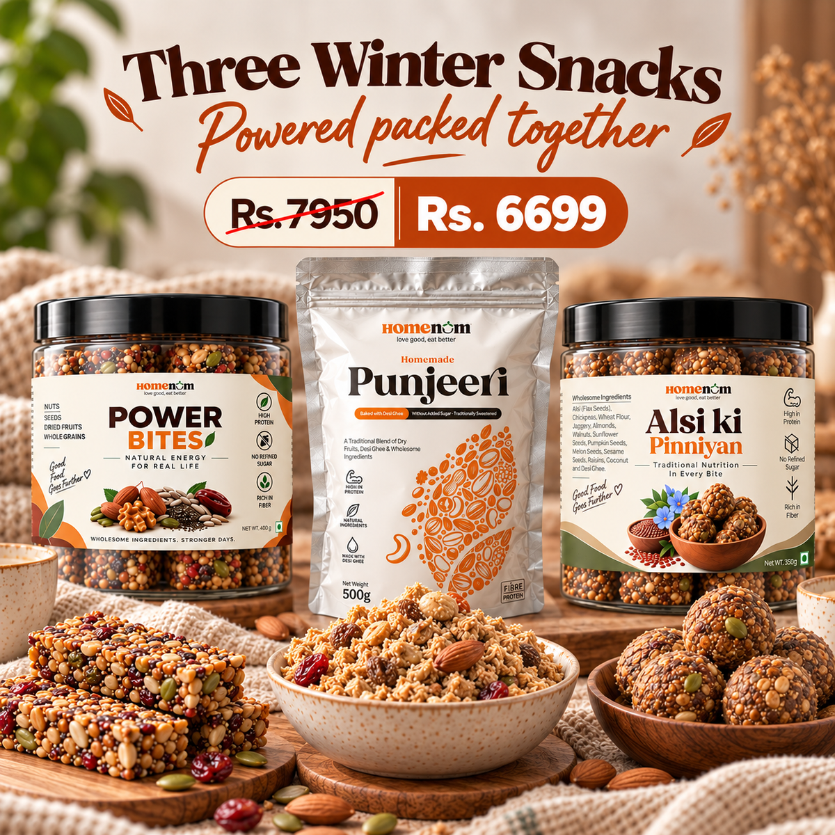 Punjeeri, Power Bites (Energy Bars) and Alsi Ki Pinniyan |  1250G